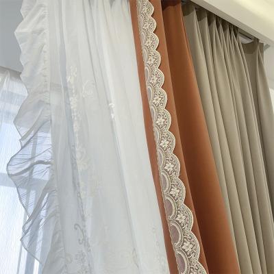 China Australian Cashmere Stitching Modern Luxury Curtains Orange Gray Solid Color for sale