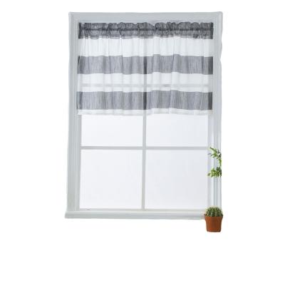 中国 Minimalist White Striped Kitchen Curtains With Pleats And Layers Fabric 販売のため