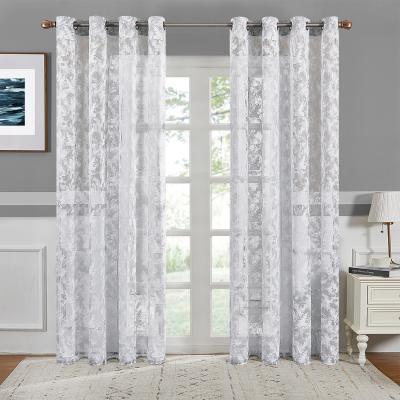 China Solid Color Snowflake Sheer Curtains Living Room Bedroom Floating Window Floral Gentle for sale
