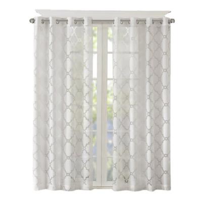 China Simple Modern Diamond Geometry White Sheer Curtain Window Curtains For Living Room en venta