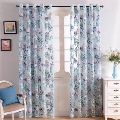 中国 Tropical Plant Printing Sheer Curtain Window Screen Bedroom Exotic Curtain Fabric 販売のため