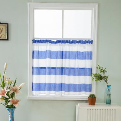 China Short curtains with high quality valance and layer on white striped kitchen curtains for sale