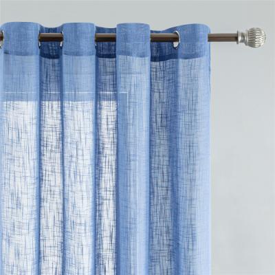 中国 Wholesale finished multi-color linen Flax Sheer Curtain light gauze for screening windows 販売のため