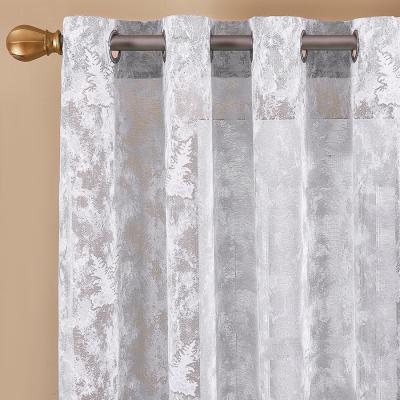 China Hot selling snowflake finished gauze 3D pattern light sheer curtain solid color for bay window for sale