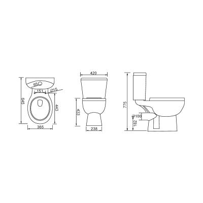 China White Dual Flush Short Projection Toilet with 4.5L/3L Flush Volume for B2B Buyers en venta