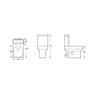 中国 Short Projection White Ceramic Close Coupled Toilet with 4.5L/3L Water Consumption 販売のため