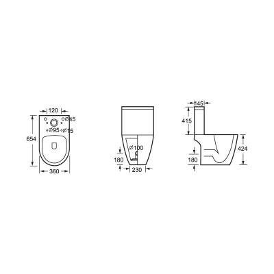China CE/RoHS/ISO9001 Certification Bottom Water Inlet 3/6L Flush Volume Close Coupled Bathroom Toilet en venta