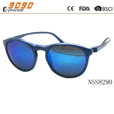 China New style round  fashion  sports sunglasses ,made of plastic , Lens with Flash Mirror for sale