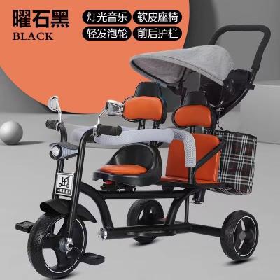 China 2-6 anos de idade crianças triciclo bicicleta de dois lugares triciclo com música leve à venda