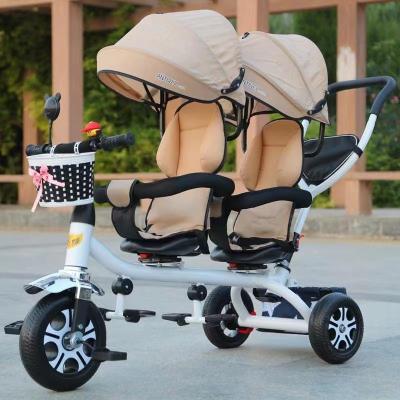 China Elegante de dos asientos bebé doble triciclo cochecito doble cochecito triciclo 30kg carga máxima en venta