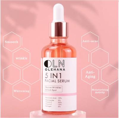 China Whitening Hydrating Anti Aging Skincare Vitamin C Hyaluronic Acid Wrinkles Firm Instant Lift 5 In 1 Facial Serum for sale