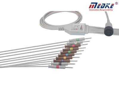 China Needle Flexible One Piece AHA 16pins Kenz PC-104 12 Lead Ecg Cable for sale
