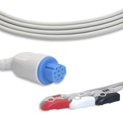 China G3103P 3 Lead AHA Fixed Pinch ECG Patient Cable Compatible Artema for sale