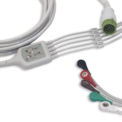 China AHA TPU Holter ECG telegrafían 5 el látex de la longitud de los Leadwires 3.4m libre para Wego G5198S en venta
