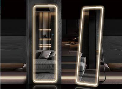 China Smart Speaker Bathroom Hotel Full Shower Led Lighted Mirror Wall Hanging Rectangle for sale