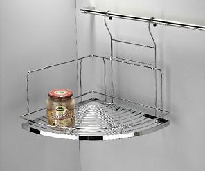 China Silver Color Modern Kitchen Accessories Stainless Steel Double Shelf Corner for sale