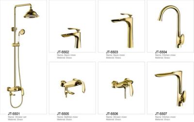 China Luxury Golden Brass Bathroom Basin Faucet Single Hole Mount 18L/Min for sale