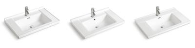 China Ceramic Rectangular Vessel Bathroom Basin Counter Mounting Sanitary Wash Basin for sale