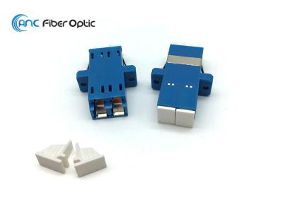 China Green Aqua Duplex LC Fiber Optic Adapters With Internal Shutter Flanged for sale