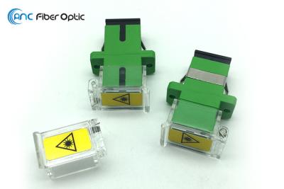 China Simplex SC Fiber Optic Adapter PBT Housing With Transparent Shutter Dust Cap for sale