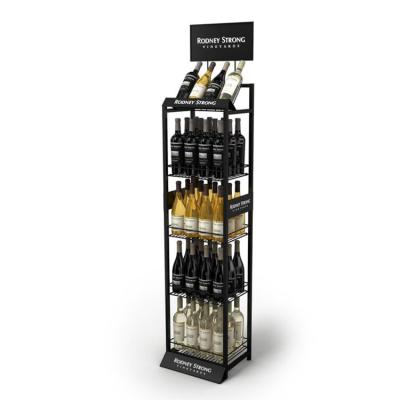 China Customized Fashion Style Wine Rack Sparkling Beverage Metal Display Stands Wine Rack Metal for Pub for sale