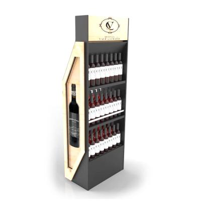 Chine Joli support d'affichage adapté aux besoins du client de contreplaqué de conception pour le présentoir en bois en bois de rangée du présentoir de vin de magasin 3 à vendre