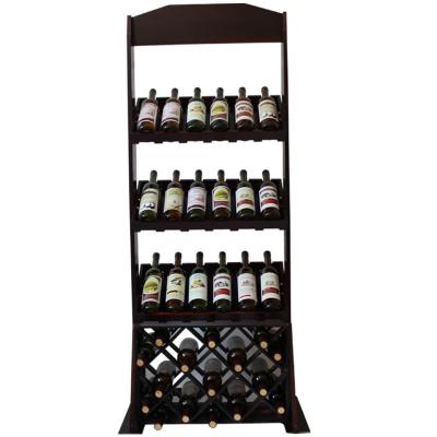 China Pine Wood Wine Storage Display Stand Display Shelf Wine Display Rack Natural Wood 24 Bottle Capacity for sale