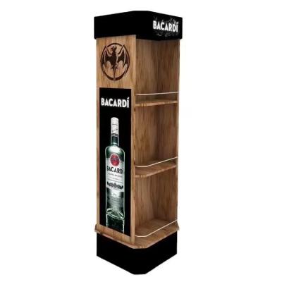 China Customized Wooden Display Rack Wooden Barcadi Display Stand Rum Retailing Idea for Retail Store for sale