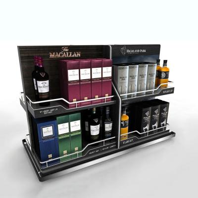 China Single Sided Wine Display Stand Countertop Display Steel Rack Beverage Dispenser for sale