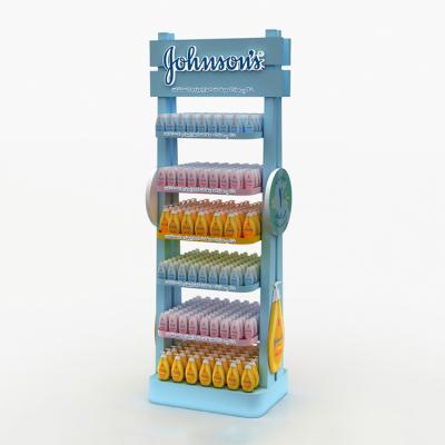 China Customized Cleansing Water Display Shelf Wooden Display Rack for Maternal and Infant Store for sale