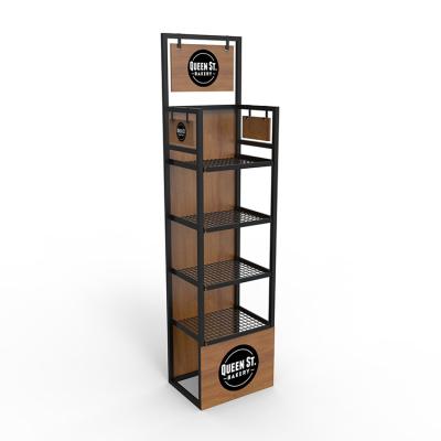 China Retail Store Bread Display Stand Floor Standing Display Unit With Custom Logo for sale