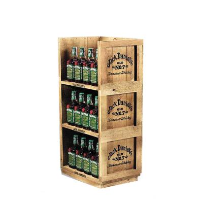 China Wooden Wine Display Stand Whiskey Bottle Organizer Cocktail Display Rack For Bar for sale
