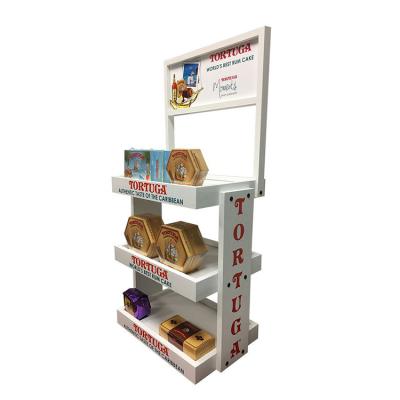 China Countertop Rum Cake Display Rack Wooden Display Baskets For Bakery Bakeshop for sale
