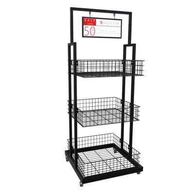 China Customized Gift Display Stand Wire Mesh Display Rack For Grocery Double Sided for sale