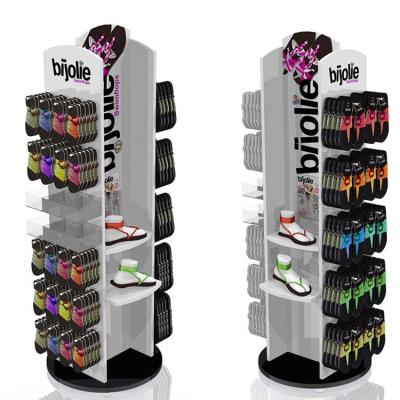 China Modern Flip Flop Display Stand Rotating Shoe Rack Display With Customized Logo for sale