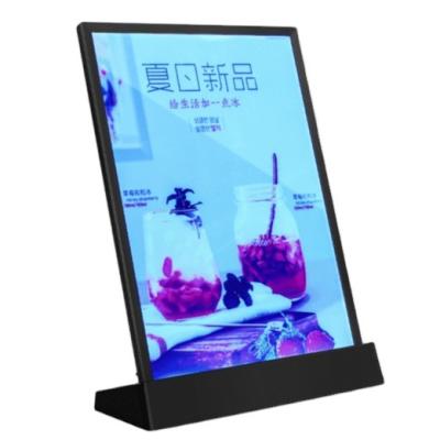 China A4 Size LED Menu Stand Countertop Acrylic Holder Display With 7 Colors for sale