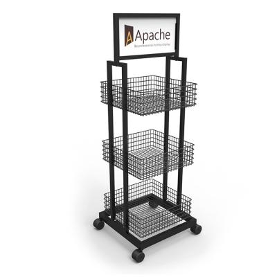 China Demountable Water Bottle Display Rack Beverage Display Stand With Casters for sale