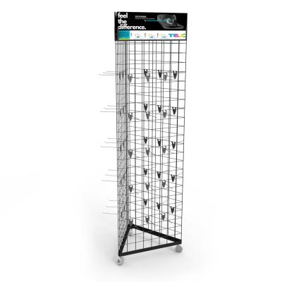 China Triangle Mobile Display Stand Gridwall Display Rack With Wheels for sale