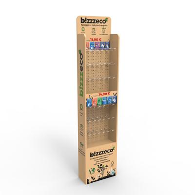 China Free Standing Wood Pegboard Stand Earphone Display Stand For Retail Store for sale