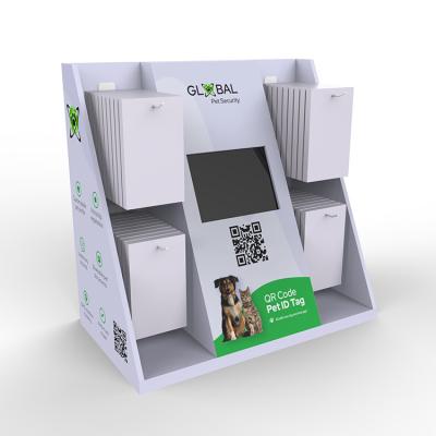 China Retail Store Cardboard Display Stand Pet Food Paper Display Stand With LCD Screen for sale