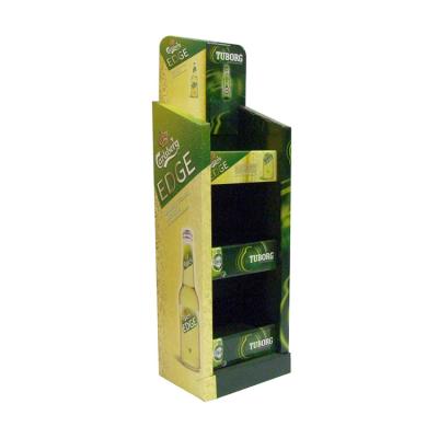 China Christmas Promotion Cardboard Display Stand Beer Display Rack For Supermarket for sale