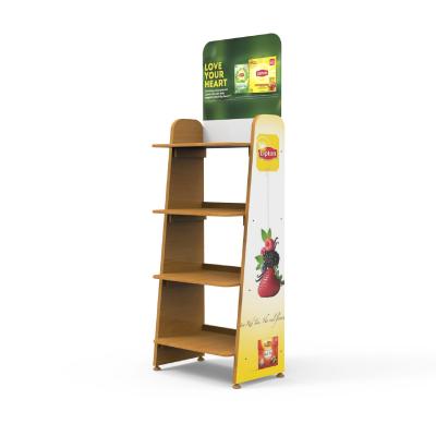 China Customized Wooden Laminated Display Rack For Commercial Supermarkets Display Tea Drinks for sale