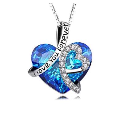 China Amazon Casual/Sporty Hot Sale Angel Wing Love Heart Crystal Heart Pendant Necklace Set With Zircon Diamond Gifts For Women for sale