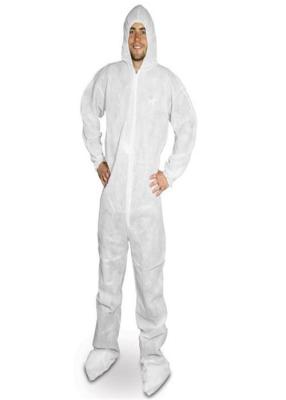 China ISO9001 Approved Chemical Resistant Disposable Coveralls With Front Zipper for sale