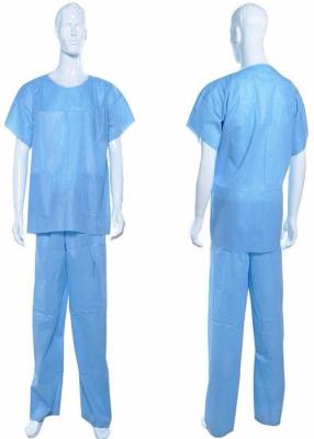 China Short Sleeves Navy Disposable Coverall Suit , Medical Scrub Suit ISO Approved for sale