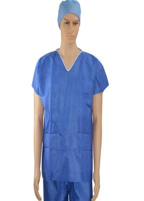 China Lightweight Disposable Blue Plastic Aprons With V-Neck Or Round Neck for sale