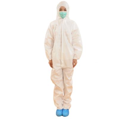 Chine Robe chirurgicale non tissée de blanc, aperçu gratuit à capuchon jetable de combinaisons à vendre