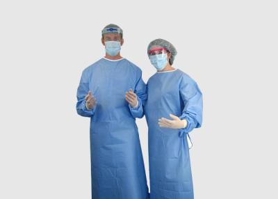 Chine Robe protectrice médicale d'habillement de couleur bleue avec des liens sur le cou/taille à vendre