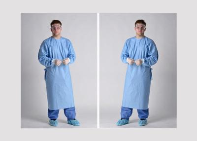China Non Absorbent Disposable Hospital Scrubs Lab Gown With Knitted Cuff for sale