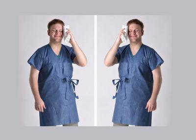 China Short Sleeve Blue Plastic Disposable Isolation Gowns for sale